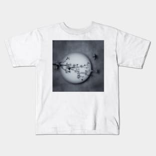 Cherry Blossom Moon In Grey Kids T-Shirt